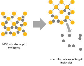 MOF adsorbs and releases molecules in a controlled manner